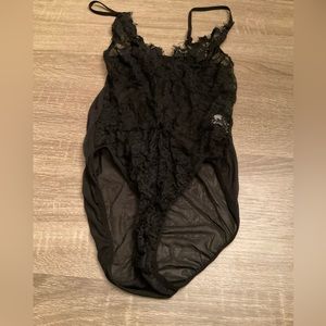 Black Lace Lingerie Bodysuit, M